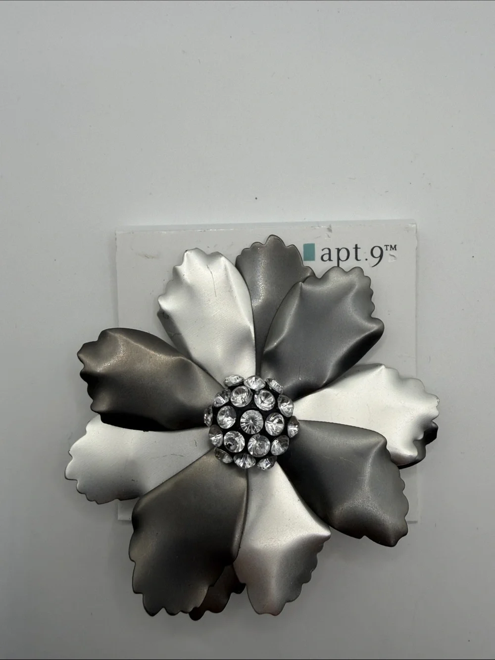 Apt. 9 Silver and Gunmetal Floral Wall Hook with Crystal Center